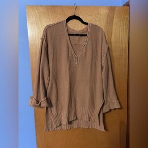 By Together Women's V-Neck Sweater in Tan